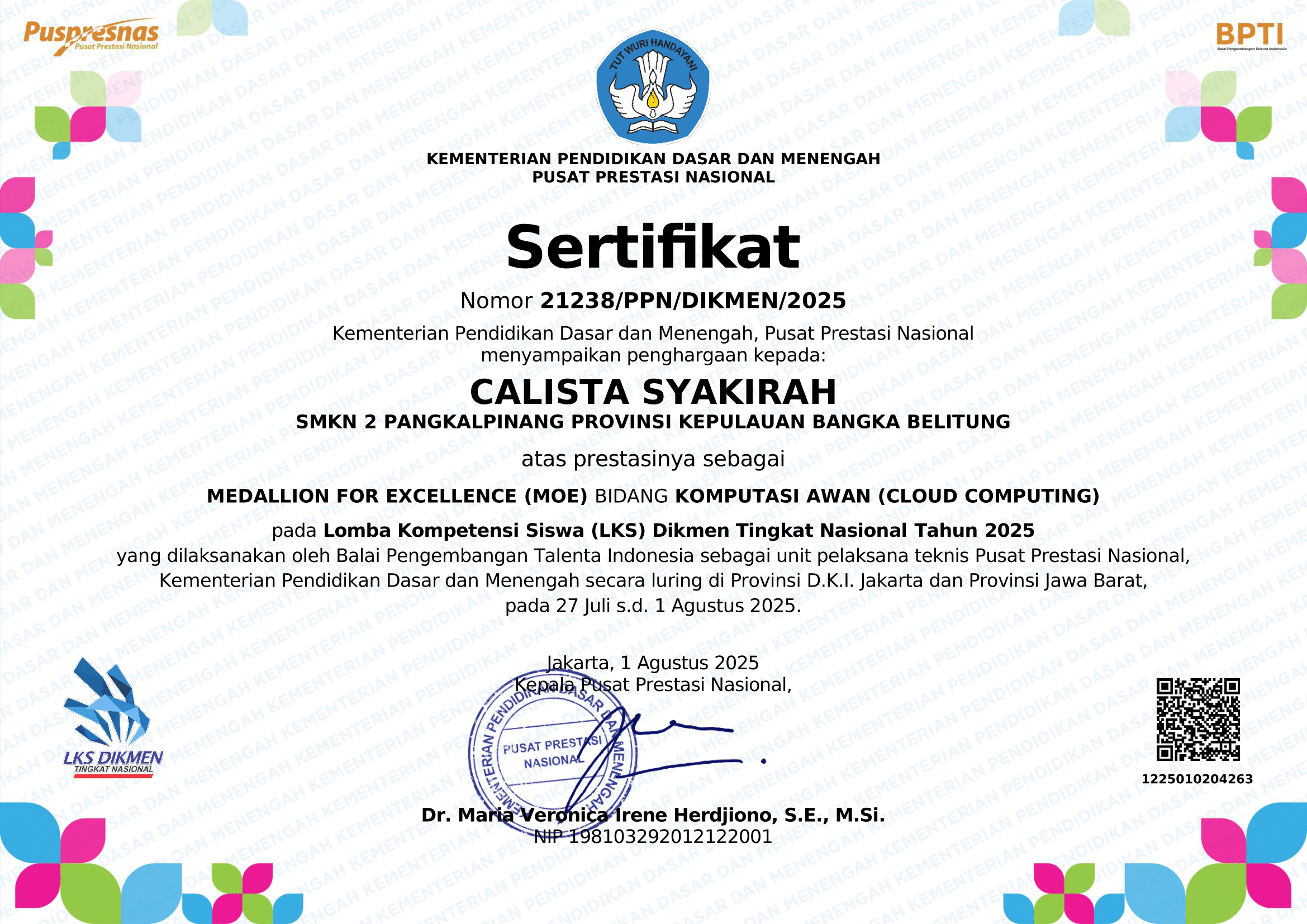 Medallion for Excellence